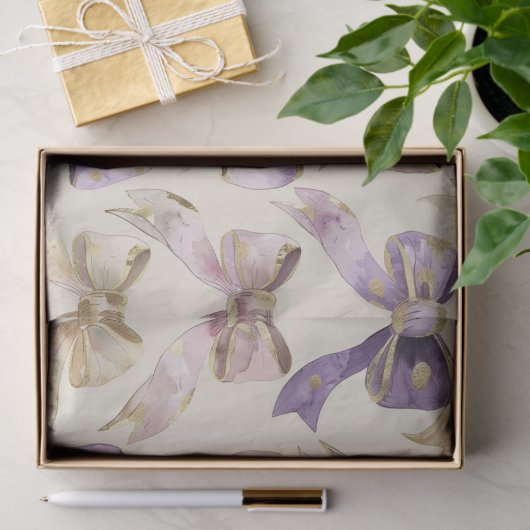 Paarse gouden bogen Verjaardag Tissuepapier (Geschenk)