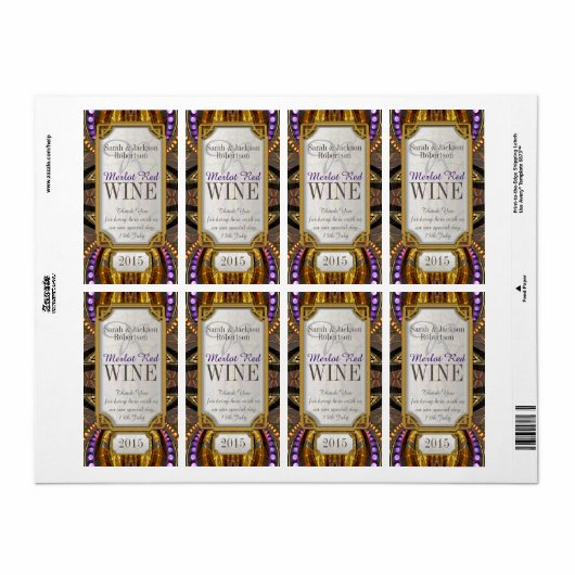 Paarse gouden Boheemse magische Drink flesetikette Etiket (Full Sheet)