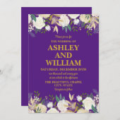 Paarse & Gouden Boho Boheemse Chic Greenery Weddin Kaart (Voorkant / Achterkant)