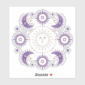 Paarse & Gouden Boho Hemelse Zon & Maan Scrapbook Sticker (Vel)