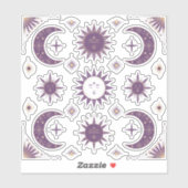 Paarse & Gouden Boho Moon & Sun Celestial Scrapboo Sticker (Vel)