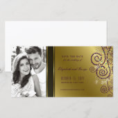 Paarse & gouden boho spiraal Stippen Elegante chiq Save The Date (Voorkant / Achterkant)