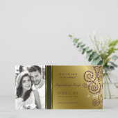 Paarse & gouden boho spiraal Stippen Elegante chiq Save The Date (Staand voorkant)
