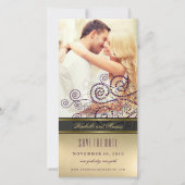 Paarse & gouden boho spiraal Stippen Elegante chiq Save The Date (Voorkant)