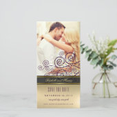 Paarse & gouden boho spiraal Stippen Elegante chiq Save The Date (Staand voorkant)