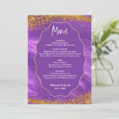 Paarse Gouden Bruiloft Menu (Staand voorkant)