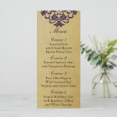 paarse gouden bruiloft menu (Staand voorkant)
