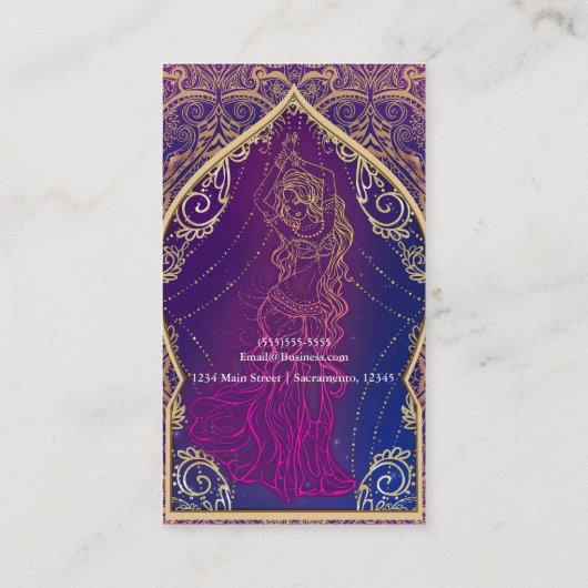 Paarse & gouden buikdanslessen Dansers Dans Visitekaartje (Achterkant)