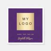 Paarse gouden café bar business logo handtekening servet (Voorkant)