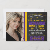 Paarse & Gouden Chalkboard Afstuderen Foto Kaart (Voorkant)