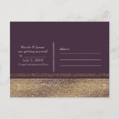 Paarse Gouden Chic Sparkling Glam Save the Date Aankondigingskaart (Achterkant)