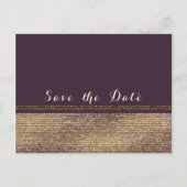 Paarse Gouden Chic Sparkling Glam Save the Date Aankondigingskaart (Voorkant)