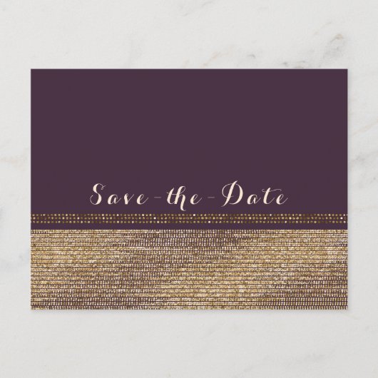 Paarse Gouden Chic Sparkling Glam Save the Date Aankondigingskaart (Voorkant)