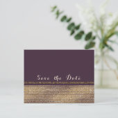 Paarse Gouden Chic Sparkling Glam Save the Date Aankondigingskaart (Staand voorkant)