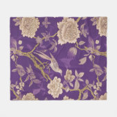  paarse gouden chinoiserie floral fleece deken (Voorkant (Horizontaal))