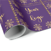 Paarse gouden chique sneeuwvlok hart Logo kerst Cadeaupapier (Rol Hoek)