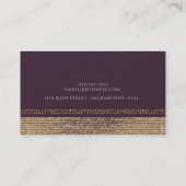Paarse Gouden Chique Sparkling Glam Elegant Custom Visitekaartje (Achterkant)