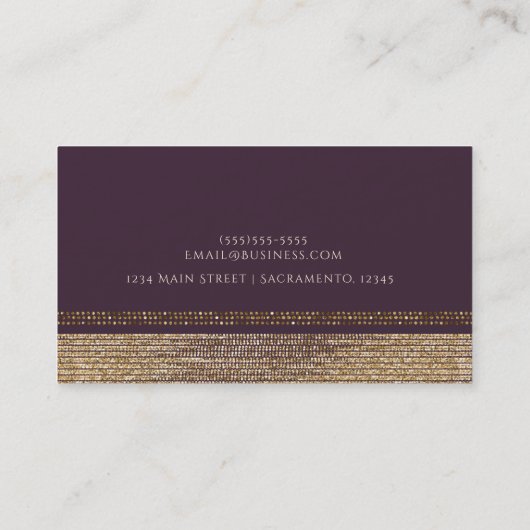 Paarse Gouden Chique Sparkling Glam Elegant Custom Visitekaartje (Achterkant)