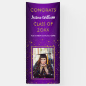 Paarse Gouden Confetti 2020 Foto Afstudeerfeest Spandoek (Verticaal)