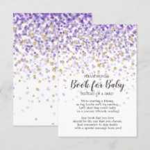Paarse Gouden Confetti Baby shower Boek voor Baby