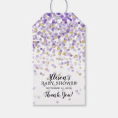 Paarse & Gouden Confetti Baby shower Favor Cadeau  Cadeaulabel (Voorkant)