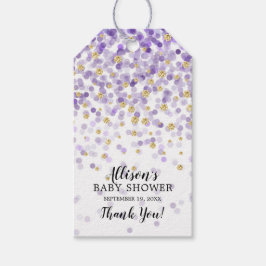 Paarse & Gouden Confetti Baby shower Favor Cadeau  Cadeaulabel