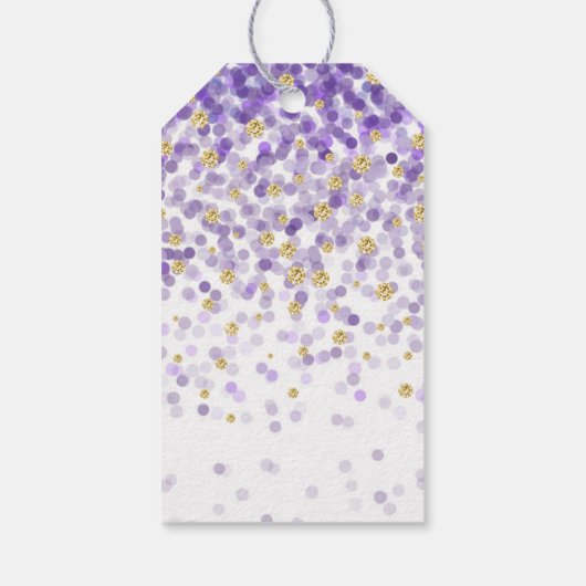 Paarse & Gouden Confetti Baby shower Favor Cadeau  Cadeaulabel (Achterkant)