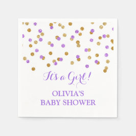 Paarse gouden Confetti Baby shower Servetten