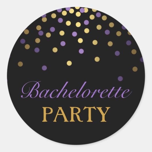 Paarse & Gouden Confetti Bachelorette Sticker (Voorkant)
