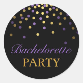 Paarse & Gouden Confetti Bachelorette Sticker
