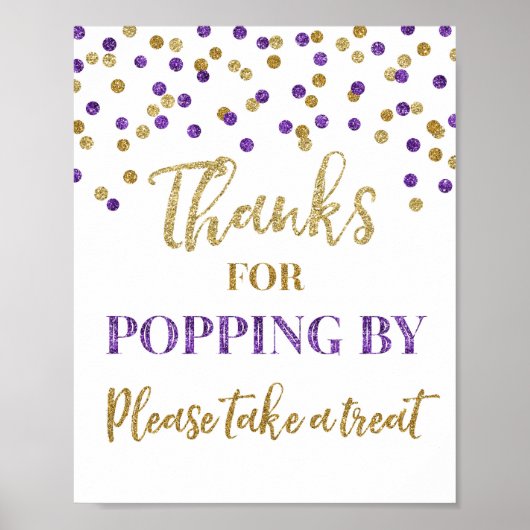 Paarse gouden Confetti Bedankt voor Popping By Sig Poster (Voorkant)