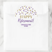 Paarse gouden Confetti Happy Retirement Ronde Sticker (Tas)