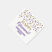 Paarse gouden Confetti Happy Retirement Servet (Hoek)