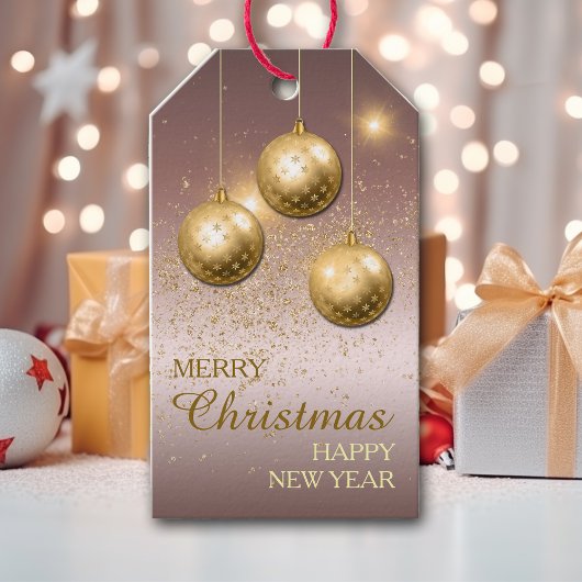 Paarse gouden Confetti kerstpannen Cadeaulabel
