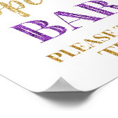 Paarse Gouden Confetti Popcorn Bar Teken Poster (Hoek)