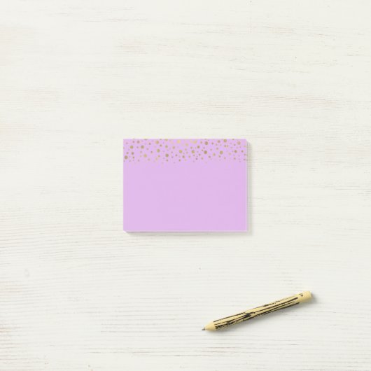 Paarse gouden Confetti Post-it® Notes (Op bureau)