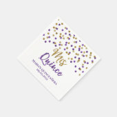 Paarse Gouden Confetti Quinceañera Verjaardag Servet (Hoek)