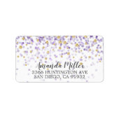 Paarse & gouden Confetti retour adreslabel Etiket (Voorkant)