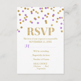 Paarse gouden Confetti RSVP-kaarten RSVP Kaartje