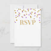 Paarse gouden Confetti RSVP-kaarten RSVP Kaartje (Achterkant)
