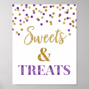 Paarse gouden Confetti snoep & traktaties dessertt Poster