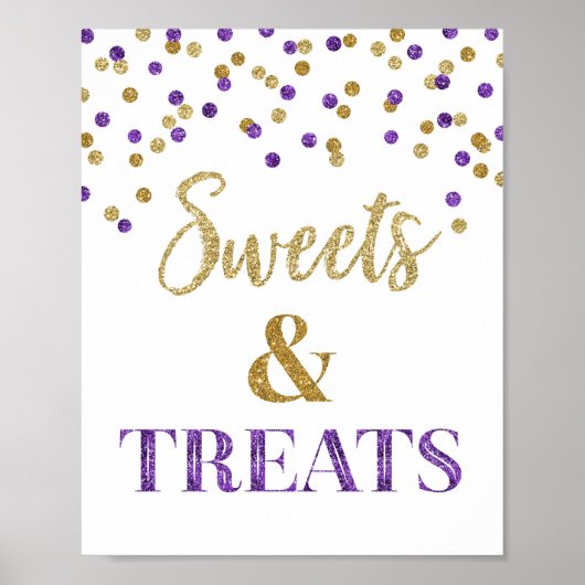 Paarse gouden Confetti snoep & traktaties dessertt Poster (Voorkant)
