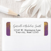 Paarse gouden Confetti Stippen Etiket (Insitu)