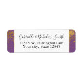 Paarse gouden Confetti Stippen Etiket (Voorkant)