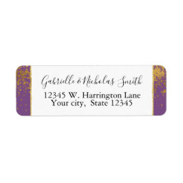 Paarse gouden Confetti Stippen Etiket