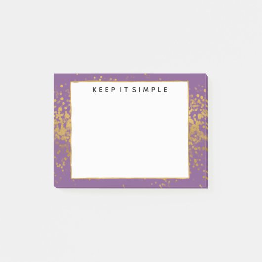 Paarse gouden Confetti Stippen Post-it® Notes (Voorkant)