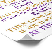 Paarse gouden Confetti zeg niet Baby spel teken Poster (Hoek)