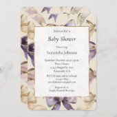 Paarse Gouden Cream Bows Baby shower Kaart (Voorkant / Achterkant)