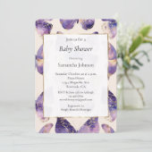 Paarse Gouden Crème Vlinders Baby shower Kaart (Staand voorkant)