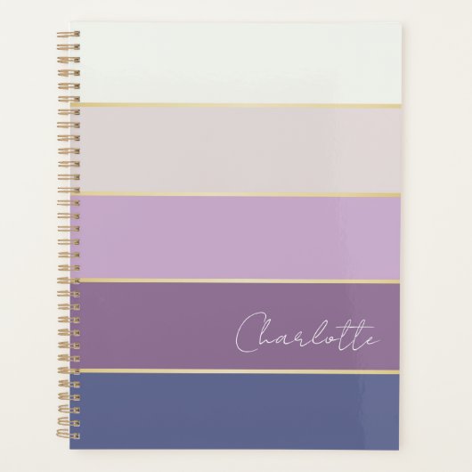 Paarse gouden Custom Summer Color Block Stripes Planner (Voorkant)